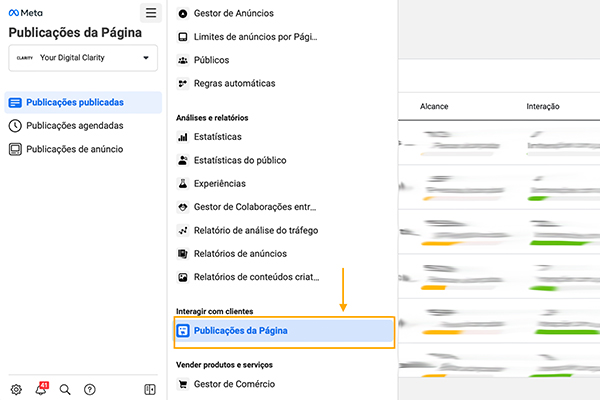 Captura de écran do Business Manager do Facebook para mostrar como editar uma publicação feita originalmente em vários idiomas